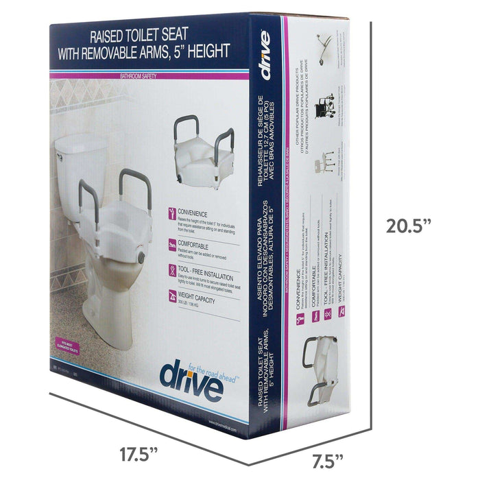 Drive Medical Elevated Raised Toilet Seat with Removable Padded Arms - Elvoros