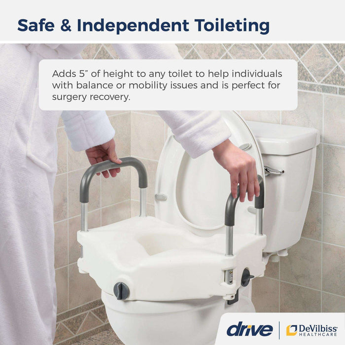 Drive Medical PreserveTech Secure Lock Raised Toilet Seat - 5" Height - Elvoros