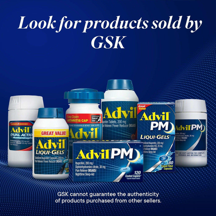 Advil PM Pain Reliever And Nighttime Sleep Aid Caplets - 120 Count - Elvoros