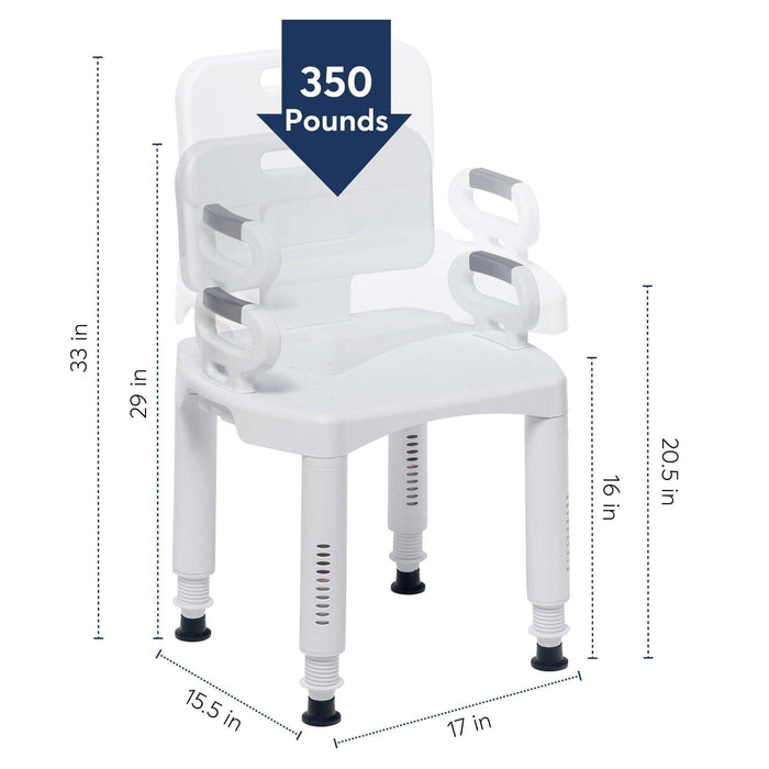 Drive Medical Premium Series Shower Chair with Back and Arms - Elvoros