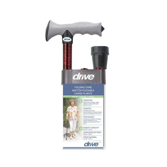 Drive Medical Adjustable Lightweight Folding Cane with Gel Hand Grip - Elvoros