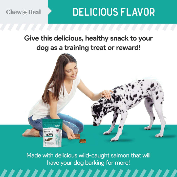 Chew + Heal Probiotic Salmon Jerky Dog Treats