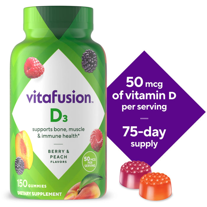 Vitafusion 50mcg Vitamin D3 Gummy Vitamins Berry and Peach