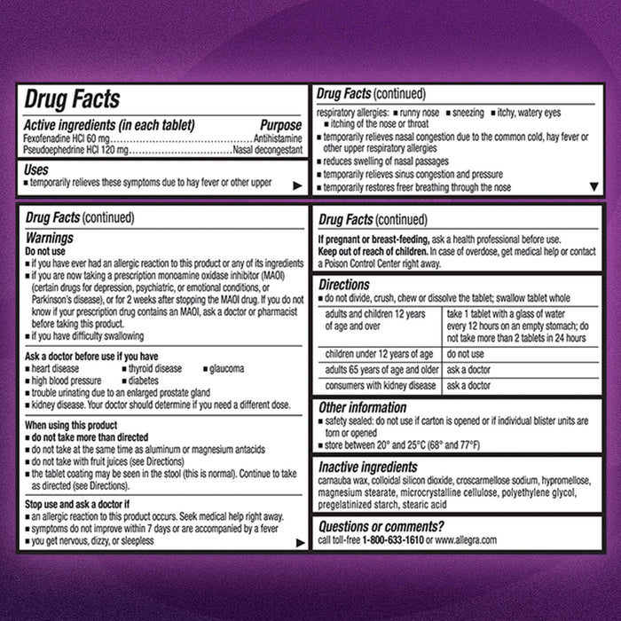 Allegra-D Allergy & Congestion Non-Drowsy 12-Hour Tablets