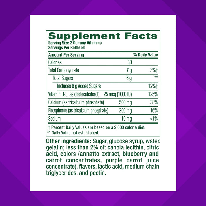 Vitafusion Calcium + Vitamin D3 Supplement Gummy Fruit and Cream