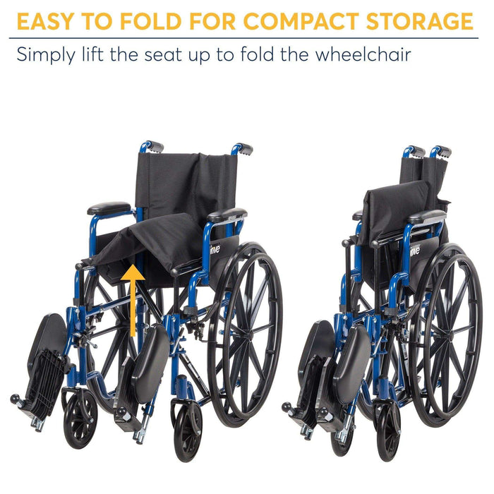Drive Medical Blue Streak Wheelchair with Flip Back Desk Arms - Elvoros