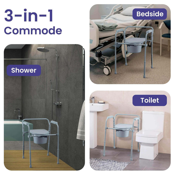 Medacure Folding Bedside Commode Chair – Case of 4 - Elvoros