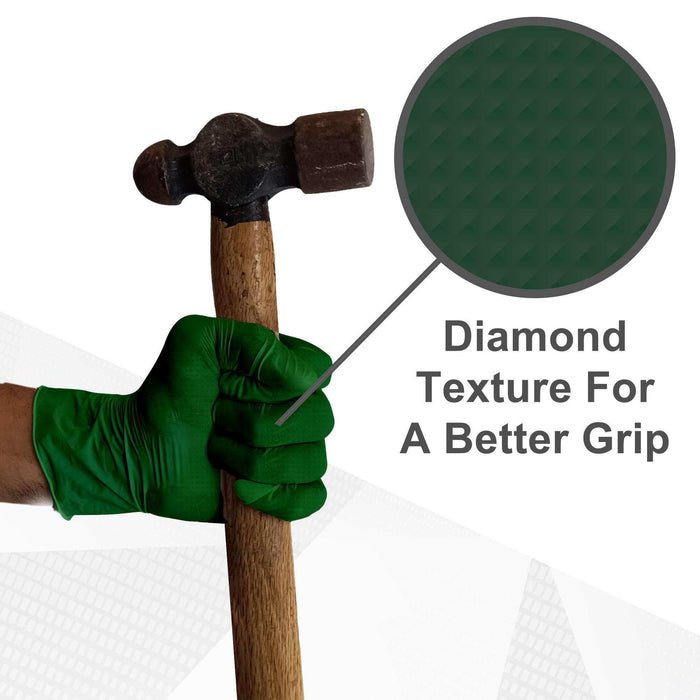 WeCare Diamond Textured 8 Mil Nitrile Gloves Green - Elvoros