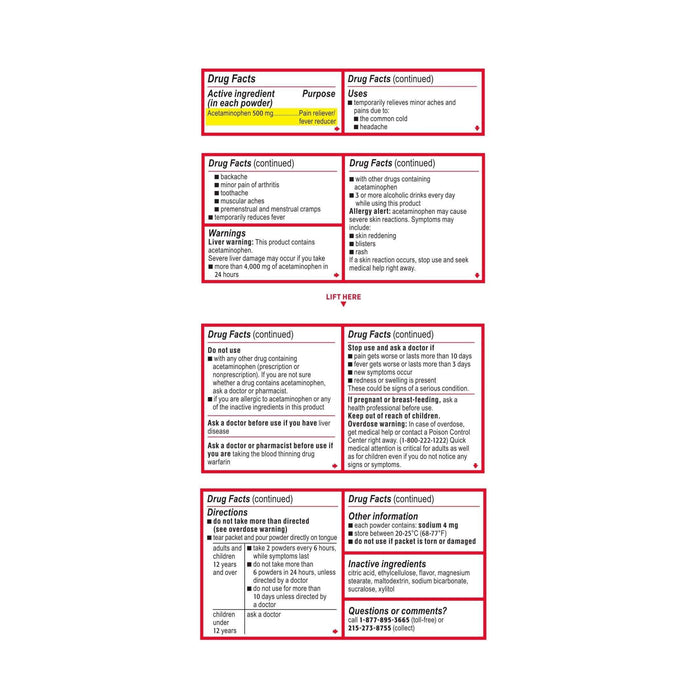 Tylenol Extra Strength Acetaminophen Dissolve Pack Berry - 12 Packets - Elvoros