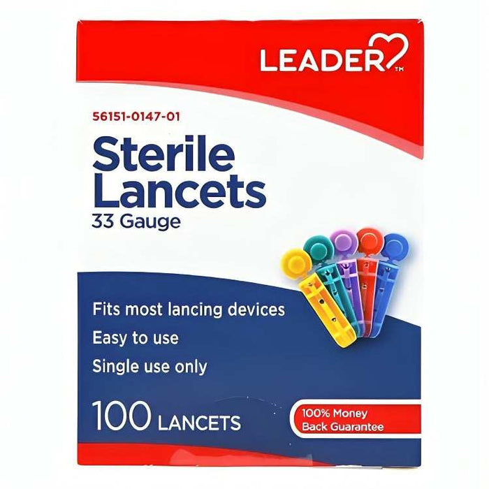 Leader Lancets 33 Gauge Sterile Lancets - 100 Ct