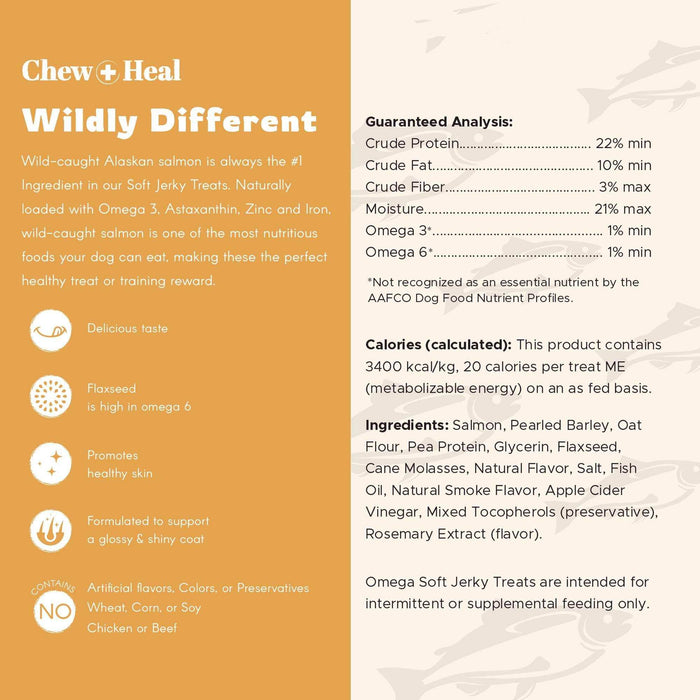 Chew + Heal Omega Salmon Jerky Dog Treats