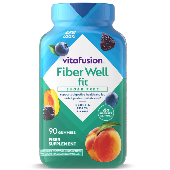 Vitafusion Sugar-Free Fiber Well Fit Gummies Supplement Berry and Peach