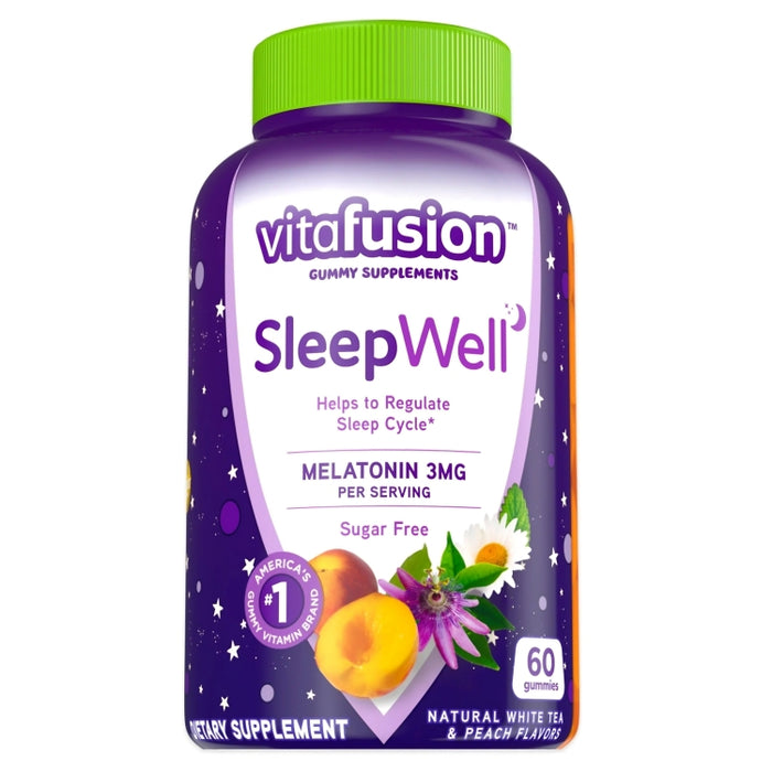 Vitafusion SleepWell Sugar Free 3Mg Melatonin Gummies White Tea and Peach