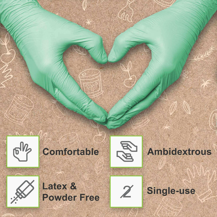 FifthPulse Biodegradable Disposable Nitrile Gloves Green – 150 Count - Elvoros