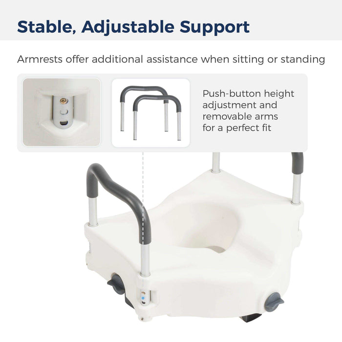 Drive Medical PreserveTech Secure Lock Raised Toilet Seat - 5" Height - Elvoros