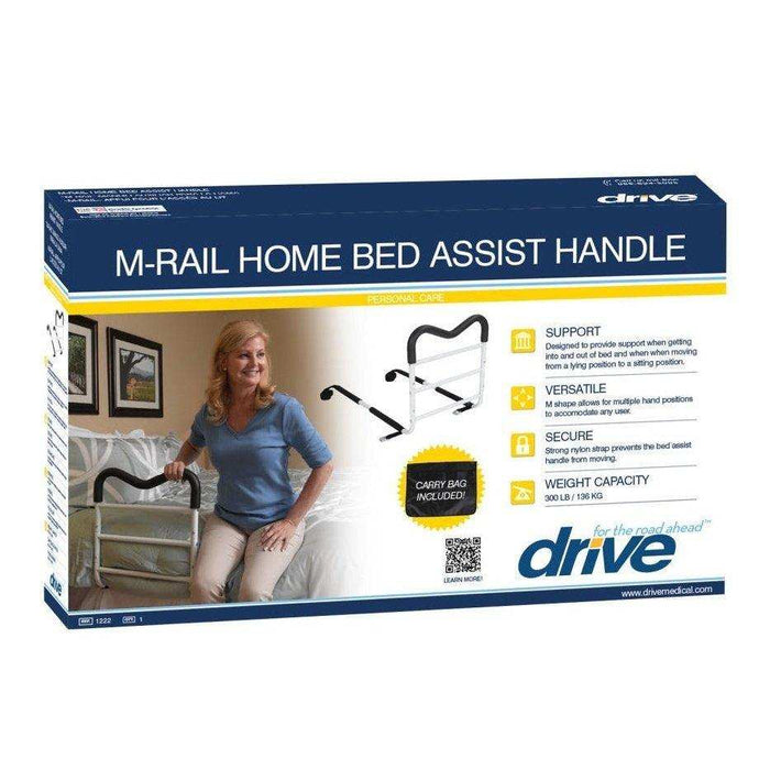 Drive Medical M-Rail Home Bed Assist Handle with Pouch - Elvoros