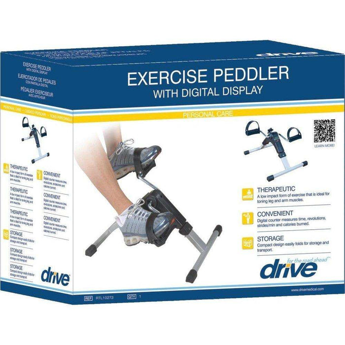 Drive Medical Folding Exercise Peddler w/ Electronic Display - Black - Elvoros