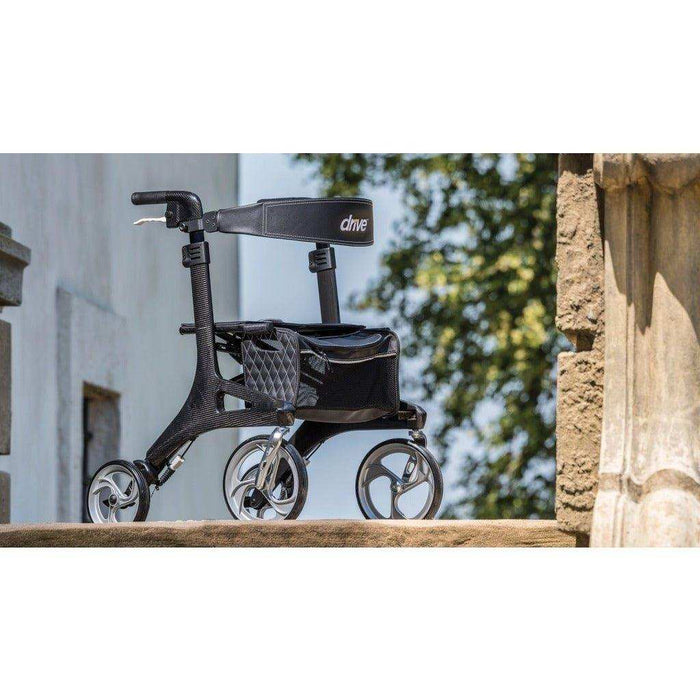 Drive Medical Nitro Elite CF Carbon Fiber Rollator Walker - Black - Elvoros