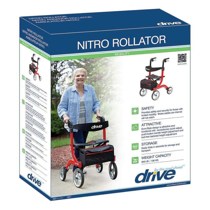 Drive Medical Nitro Euro Style Rollator Rolling Walker - Elvoros