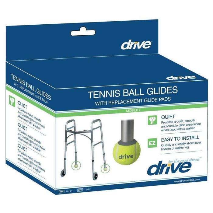 Drive Medical Walker Rear Tennis Ball Glides with Glide Pads - 1 Pair - Elvoros