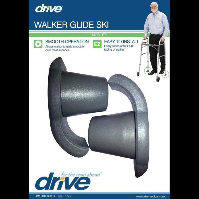 Drive Medical Walker Glide Ski Gray - 1 Pair - Elvoros
