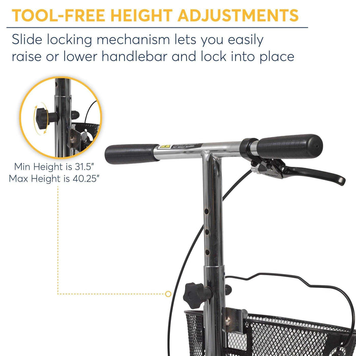 Drive Medical Dual Pad Steerable Knee Walker Knee Scooter with Basket - Elvoros