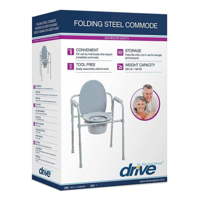 Drive Medical Steel Folding Frame Commode - Elvoros