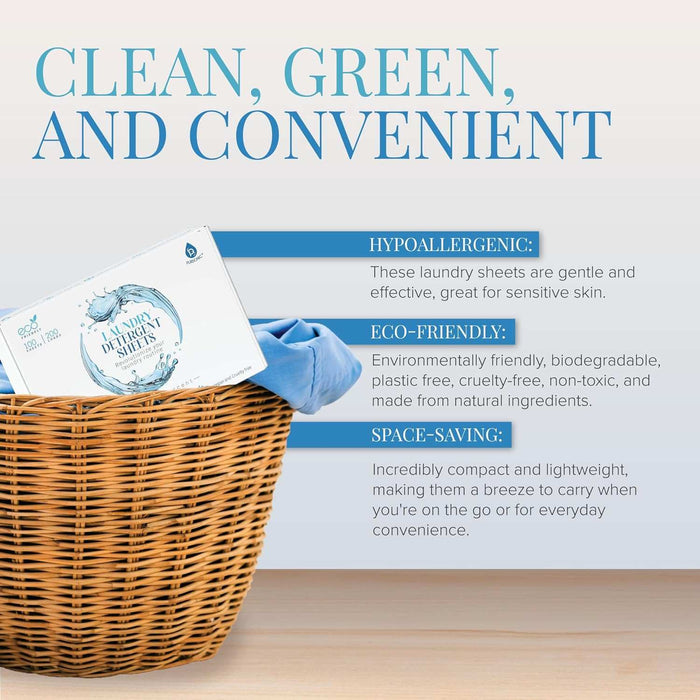 Pursonic Natural Laundry Detergent Sheets Eco Friendly– Fresh Linen Scent