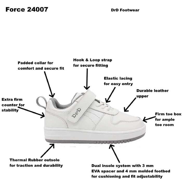 DrD Kids Footwear Force Shoes Ankle-Foot Orthosis and Orthopedic Friendly