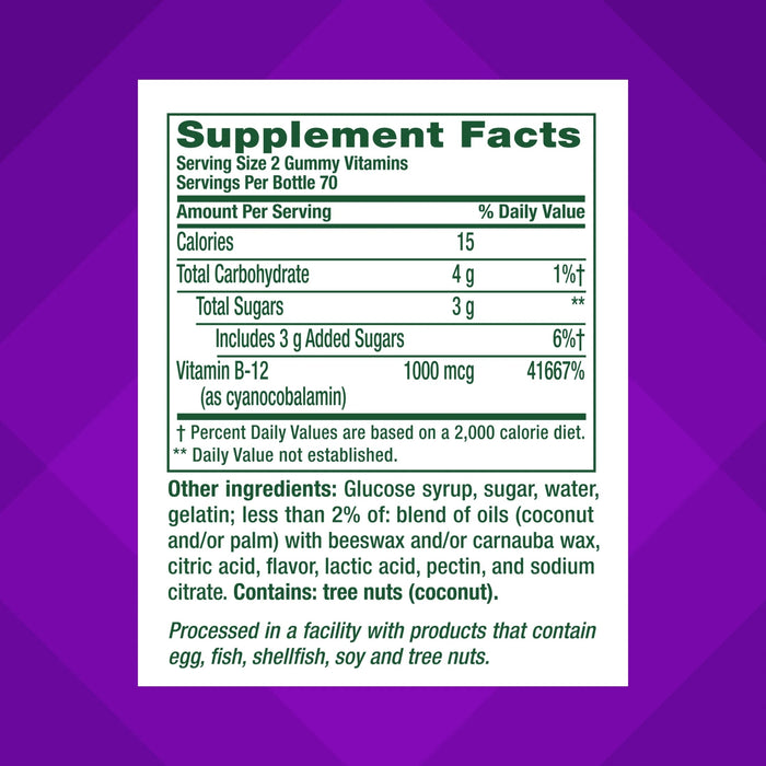 Vitafusion Vitamin B12 Gummy Energy Vitamin Raspberry