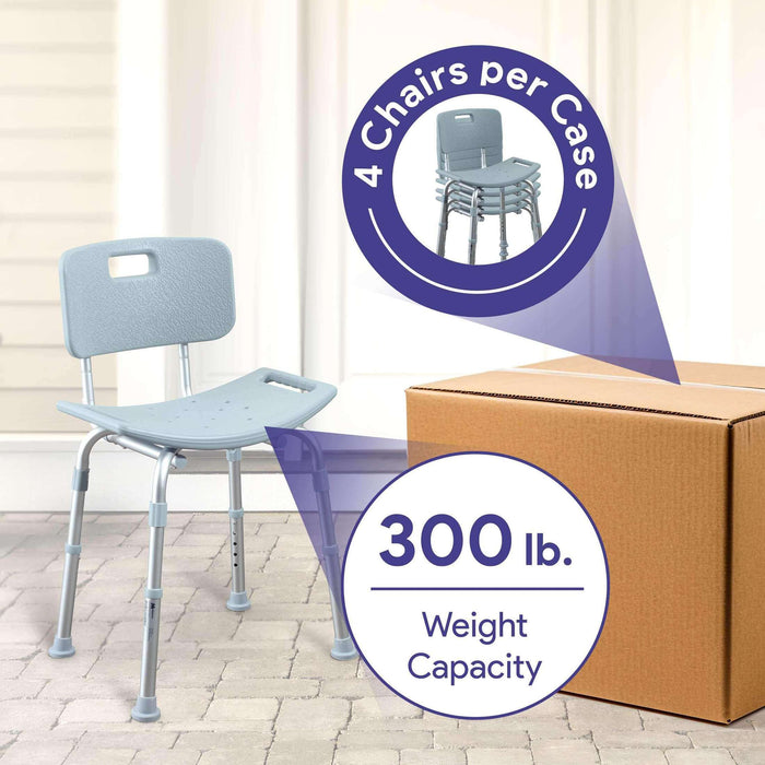 Medacure Height Adjustable Shower Chair for Seniors Case of 4 - Elvoros