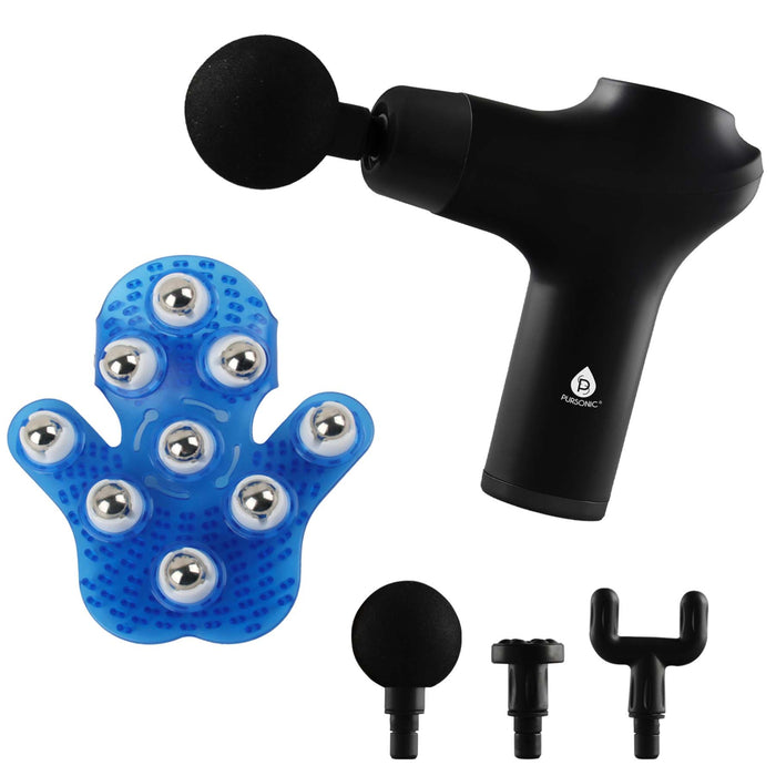 Pursonic 3-Speed Massage Gun and Palm-Shaped Massage Glove Bundle shophomemed