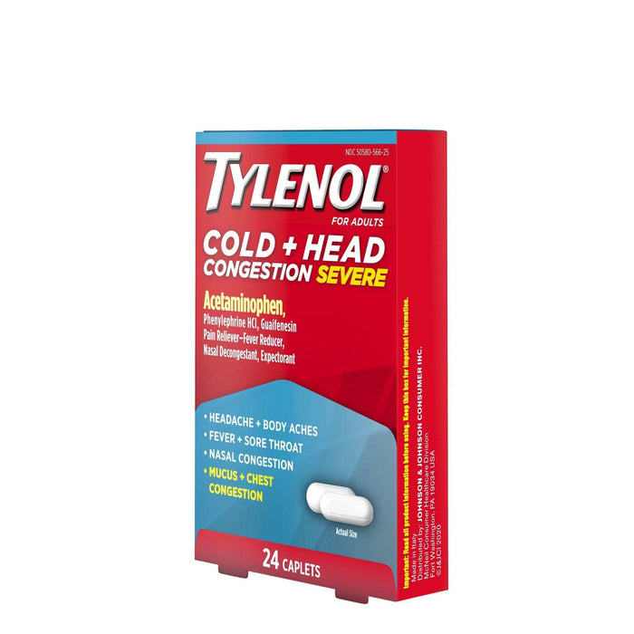 Tylenol Cold + Head Congestion Severe Medicine Caplets - 24 Ct. - Elvoros