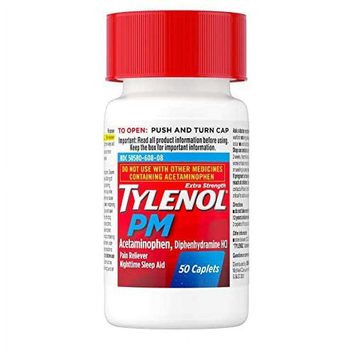 Tylenol PM Extra Strength Pain Reliever & Sleep Aid Caplets - 50 Ct - Elvoros