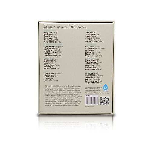 Pursonic Blends of 100% Pure Essential Aromatherapy Oils Gift Set-8 Pack