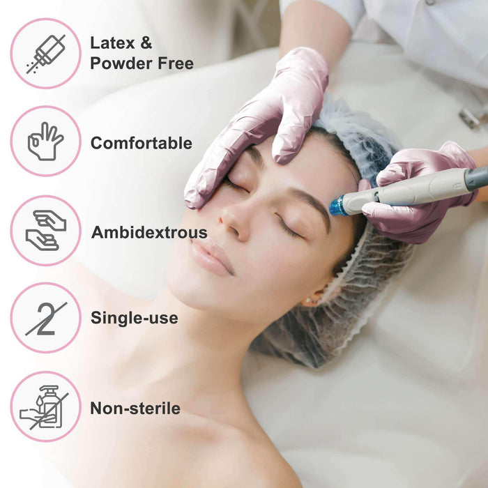 WeCare Pearlescent Pink Disposable Nitrile Gloves - Elvoros