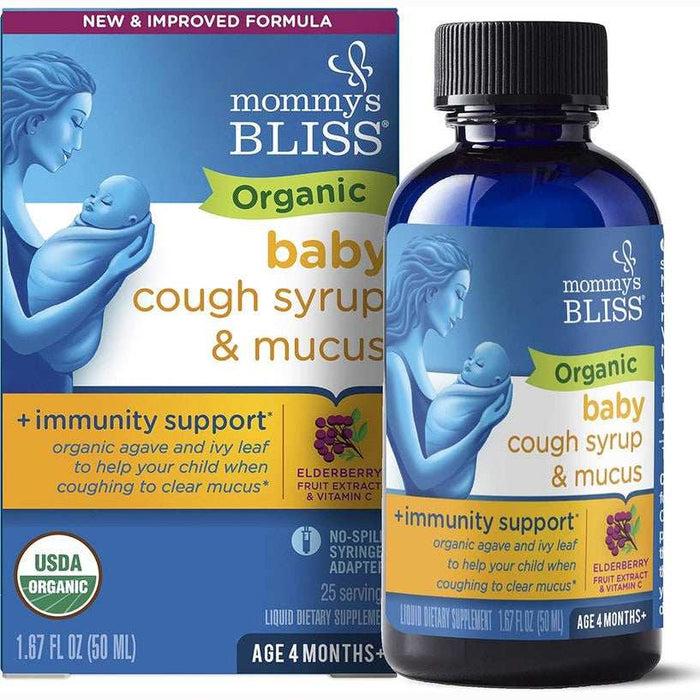 Mommy's Bliss Organic Baby Cough Syrup & Mucus + Immunity Support 4 Months+