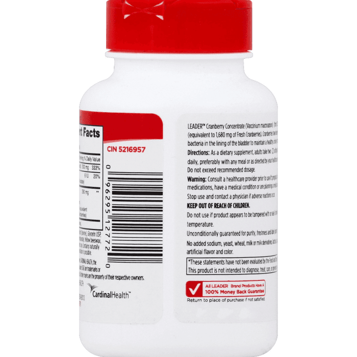 Leader Cranberry Concentrate with Vitamin C Dietary Supplement Softgels - 90 Ct