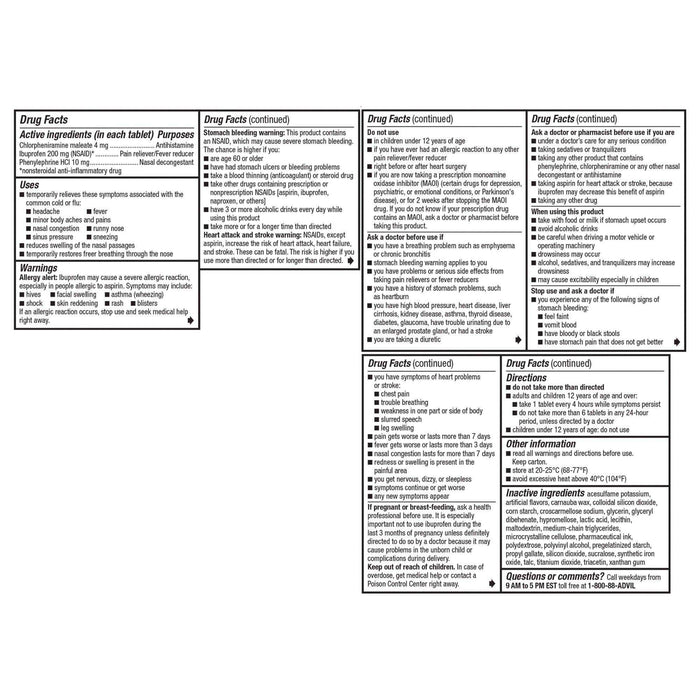 Advil Multi-Symptom Cold and Flu Pain Reliever Tablets - 10 Count - Elvoros