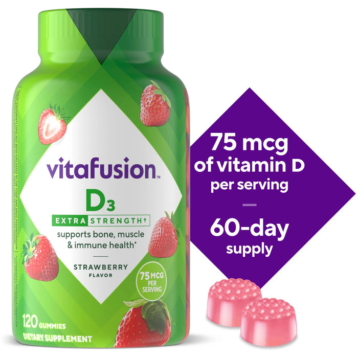 Vitafusion Extra Strength 75mcg Vitamin D3 Gummy Vitamins Strawberry