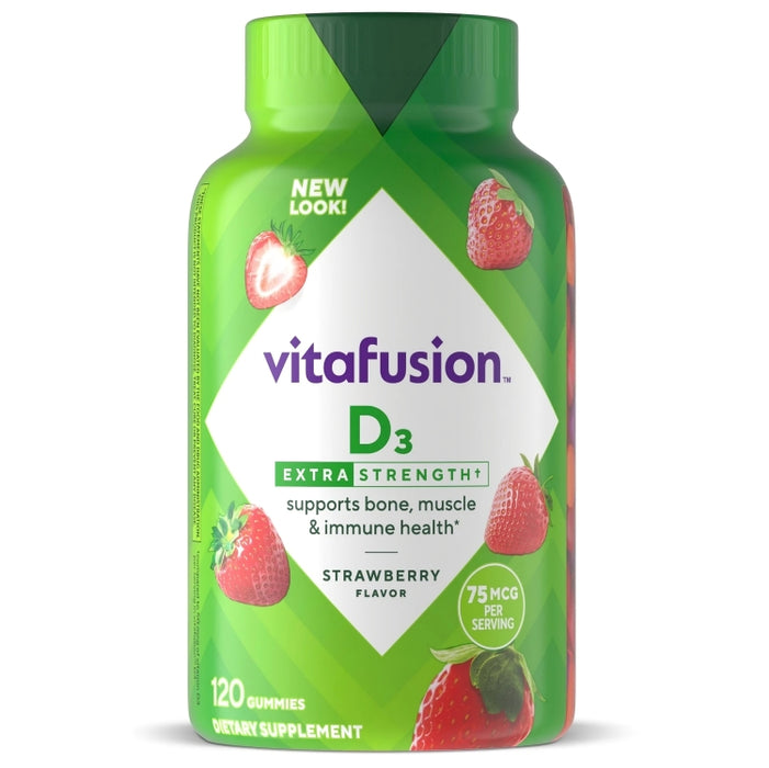 Vitafusion Extra Strength 75mcg Vitamin D3 Gummy Vitamins Strawberry