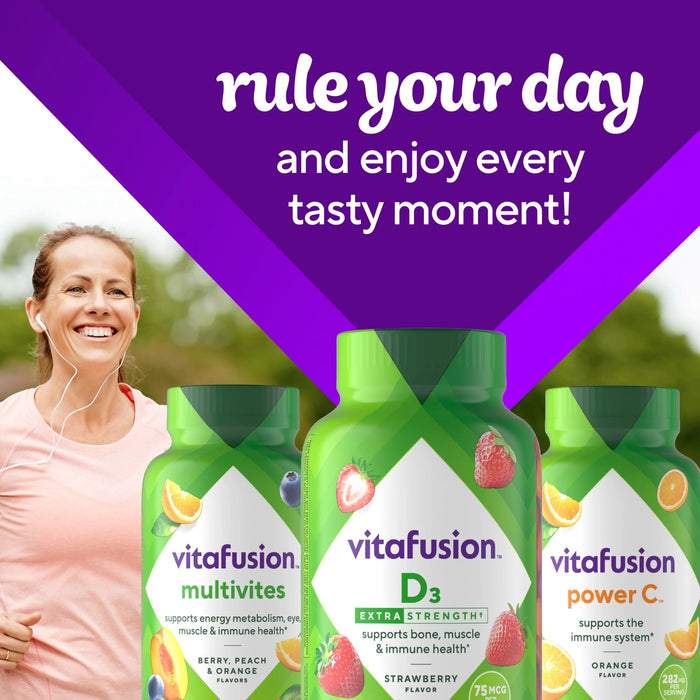 Vitafusion Extra Strength 75mcg Vitamin D3 Gummy Vitamins Strawberry