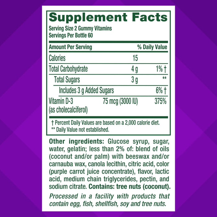 Vitafusion Extra Strength 75mcg Vitamin D3 Gummy Vitamins Strawberry