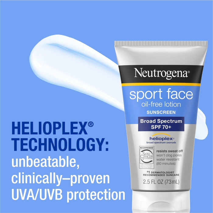 Neutrogena Sport Face Oil-Free Lotion Sunscreen Spf70+ - 2.5 fl oz - Elvoros