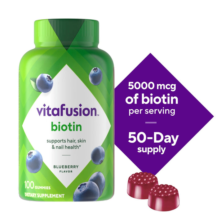 Vitafusion Extra Strength Biotin 5000Mcg Gummy Supplement Blueberry