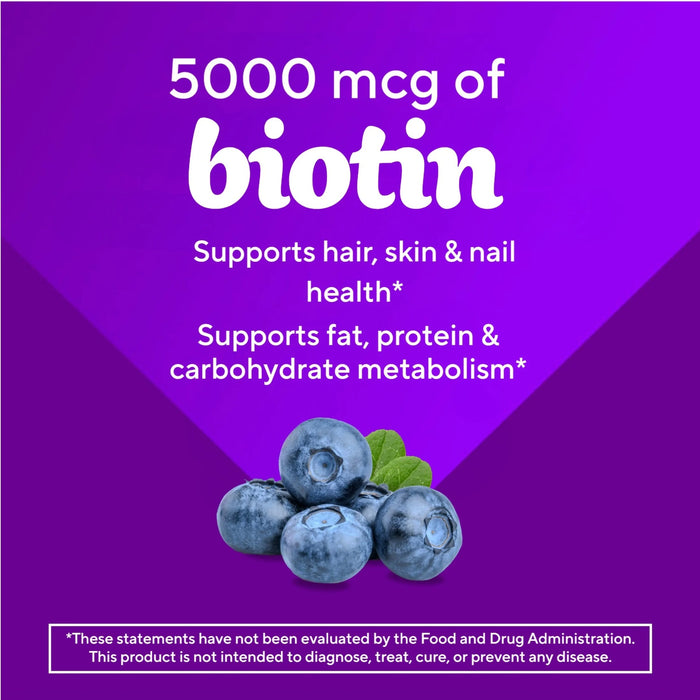 Vitafusion Extra Strength Biotin 5000Mcg Gummy Supplement Blueberry