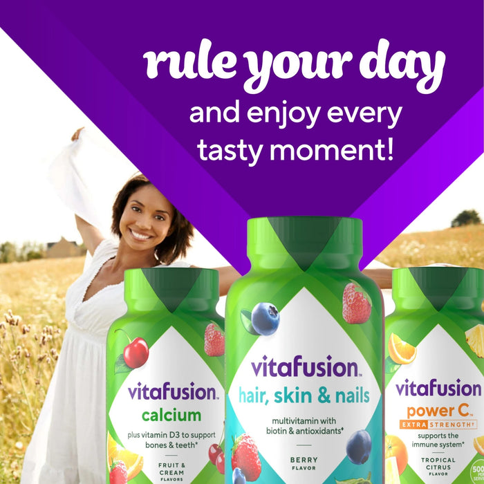 Vitafusion Gorgeous Hair, Skin & Nails Gummy Multivitamin with Biotin Berry Flavor