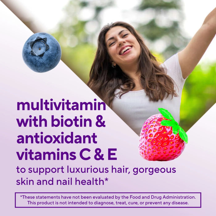 Vitafusion Gorgeous Hair, Skin & Nails Gummy Multivitamin with Biotin Berry Flavor