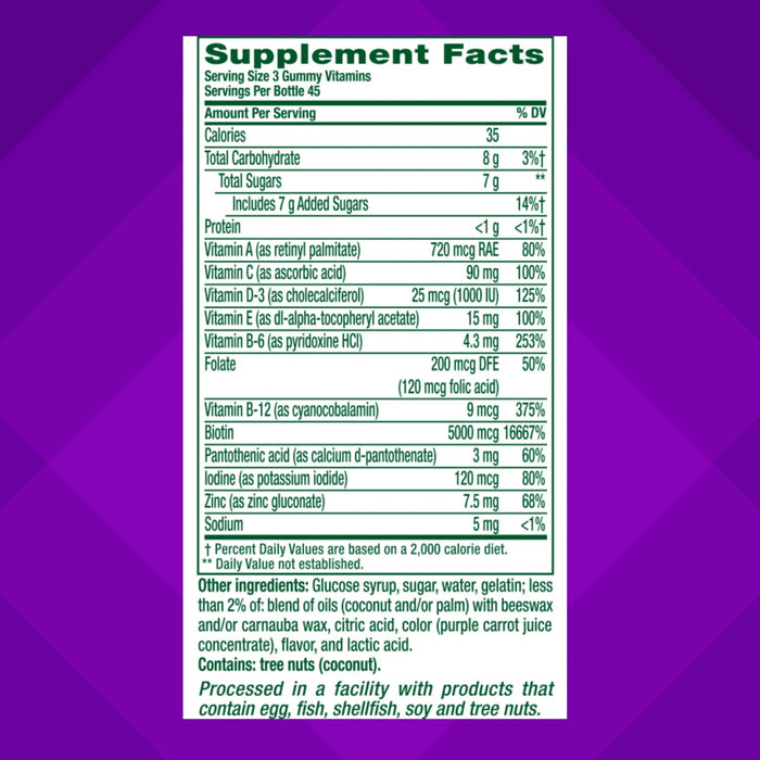 Vitafusion Gorgeous Hair, Skin & Nails Gummy Multivitamin with Biotin Berry Flavor