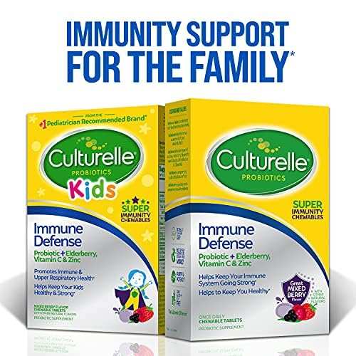 Culturelle Immune Defense Probiotic with Vitamin C Vitamin D & Zinc + Elderberry Chewable - 28 Ct